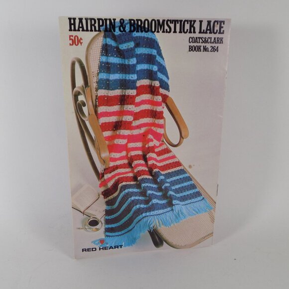 Vintage Crochet Red Heart Hairpin & Broomstick Lace Clarks & Coat Book No. 264 - Picture 2 of 2